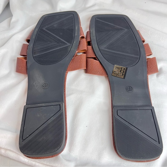 Women's Fashion Square Toe Flat Slide Brown Sandals (only worn once) - Picture 6 of 11